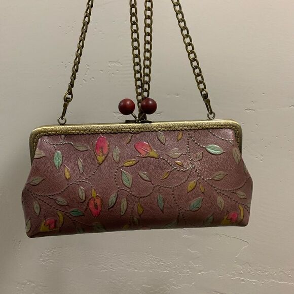 Handsewn Genuine Leather Wooden Ball Kisslock Clutch/Shoulder Bag/Crossbody - Picture 10 of 16